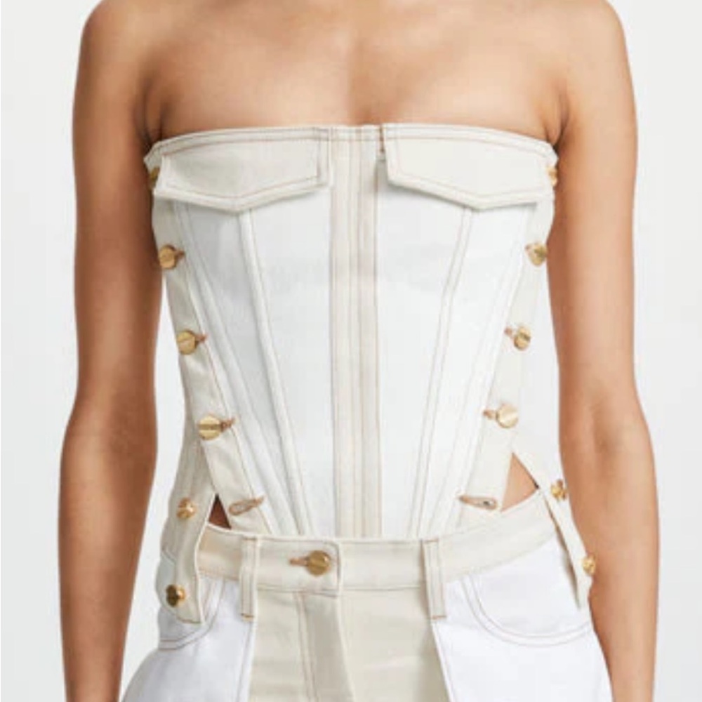 Dion Lee denim inverse utility corset top ivory/natural